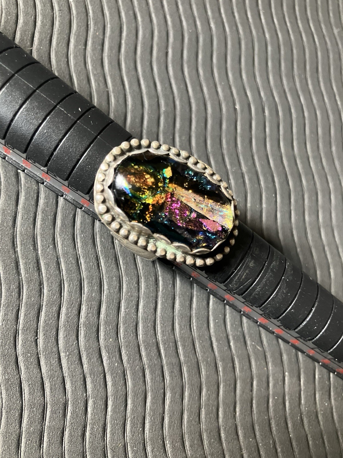 Sterling Silver Statement Ring Rainbow Fire Dichr… - image 11