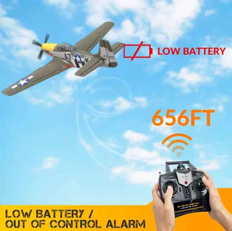 Volantex P51D Mustang RC Plane 2.4G 4CH RTF 500mm Wingspan EPP Foam Brushless - Image 4 of 4