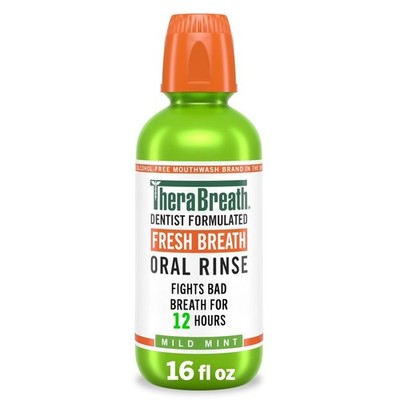 Alcohol-Free Fresh Breath Mouthwash for Adults, Mild Mint Flavor, 16 fl oz