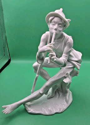 #ad ​Vintage Kaiser West Germany Fine Porcelain Figurine quot;Boy with Flutequot; $38.99