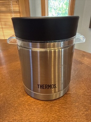 Thermos Food Container, Stainless Steel, Microwavable, 12oz Silver / Black Nice!