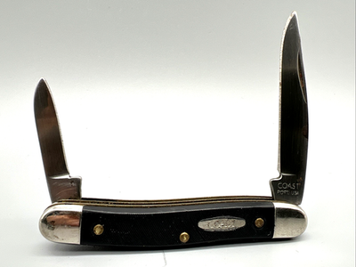#ad Vtg COAST Portland OR 2 Blade Small Folding Pocket Knife Black Handle 2.75quot; $18.00