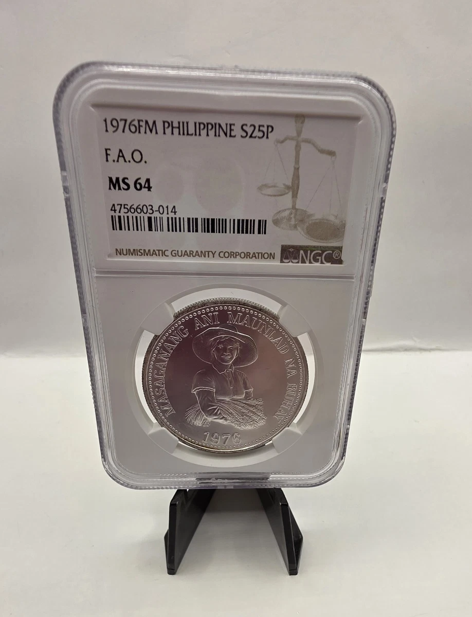 1976年 フィリピン25ペソ米作農民大型銀貨PCGS 高鑑定 Silver 1976 Philippine Coins for sale | eBay