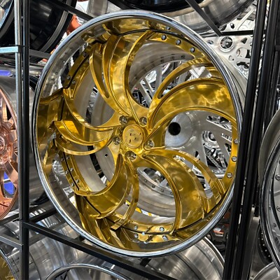 26x9-10 FORGIATO WHEELS G2 GOLD 3D FLOATER CAP OLD SCHOOL CAPRICE BOX CHEVY