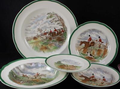 SPODE スポードTHE HUNTハンティング乗馬お皿セット英国製 Spode Herring Hunt Five-Piece Assortment Scalloped Green Trim | eBay