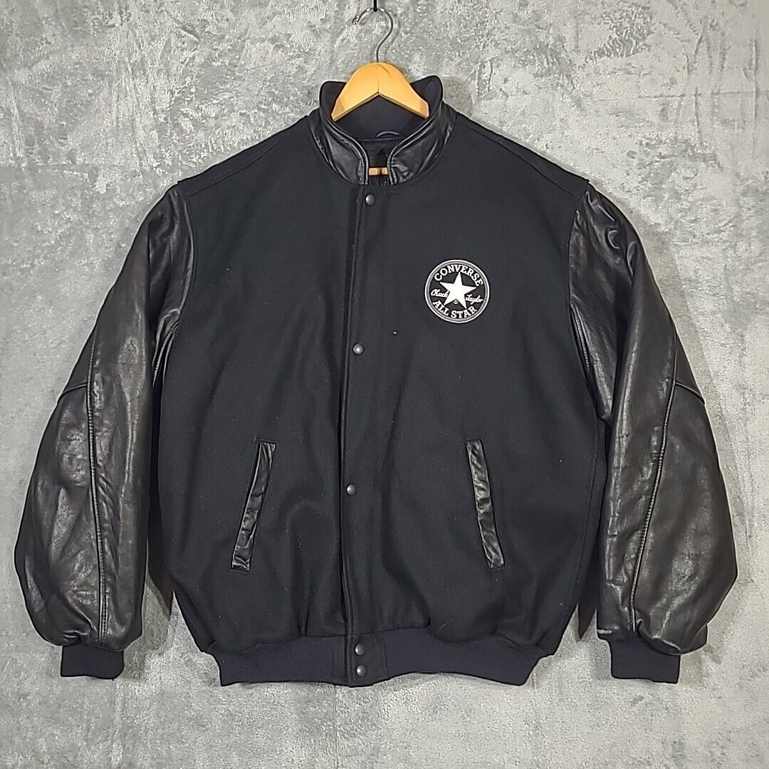 Golden Bear x Converse Varsity Jacket Leather Wool Full Zip Golden Bear x Converse Varsity Jacket Leather Wool Full Zip