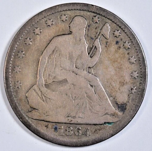 1864-S SEATED LIBERTY HALF DOLLAR ~ NICE ORIGINAL VG/FINE! INV#3