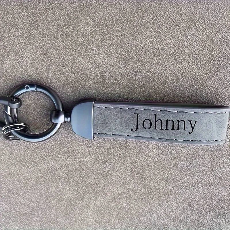 Leder Schlüsselanhänger mit Gravur Name Text Karabiner Personalisierte Geschenke - Bild 4 von 4