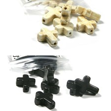 4 Synthetic Turquoise Gemstone 3/4 inch Sideways Cross Beads with 1.5-2mm Hole