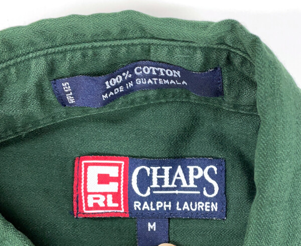 VTG Chaps Ralph Lauren Green Striped Shirt Adult Medium