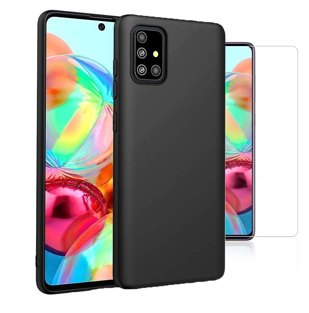 For Samsung Galaxy A71 Case Slim Silicone Cover Glass Screen Protector