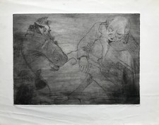 Aquatinta Incisione Due Vecchi Signori Che Fanno Un Sonno