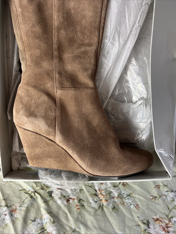Jessica Simpson JSRoyle Sobre la Rodilla Taupe Gamuza Plataforma Botas de Cuña Talla 8.5M Foto 4 de 4