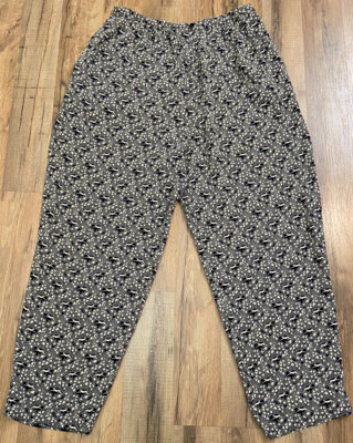 Charlotte Neuville Silk Blend Capris Women s Size 12 Black White Deer Unique