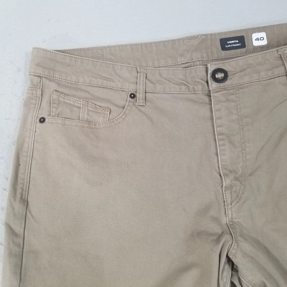 Volcom jeans men's 40 x 34 vorta regular fit straight Brown stretch denim pants - Image 3 of 4