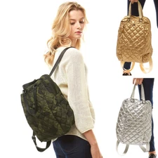 ScarvesMe Camouflage Metallic Puffer Zipper Portable Backpack with Handles