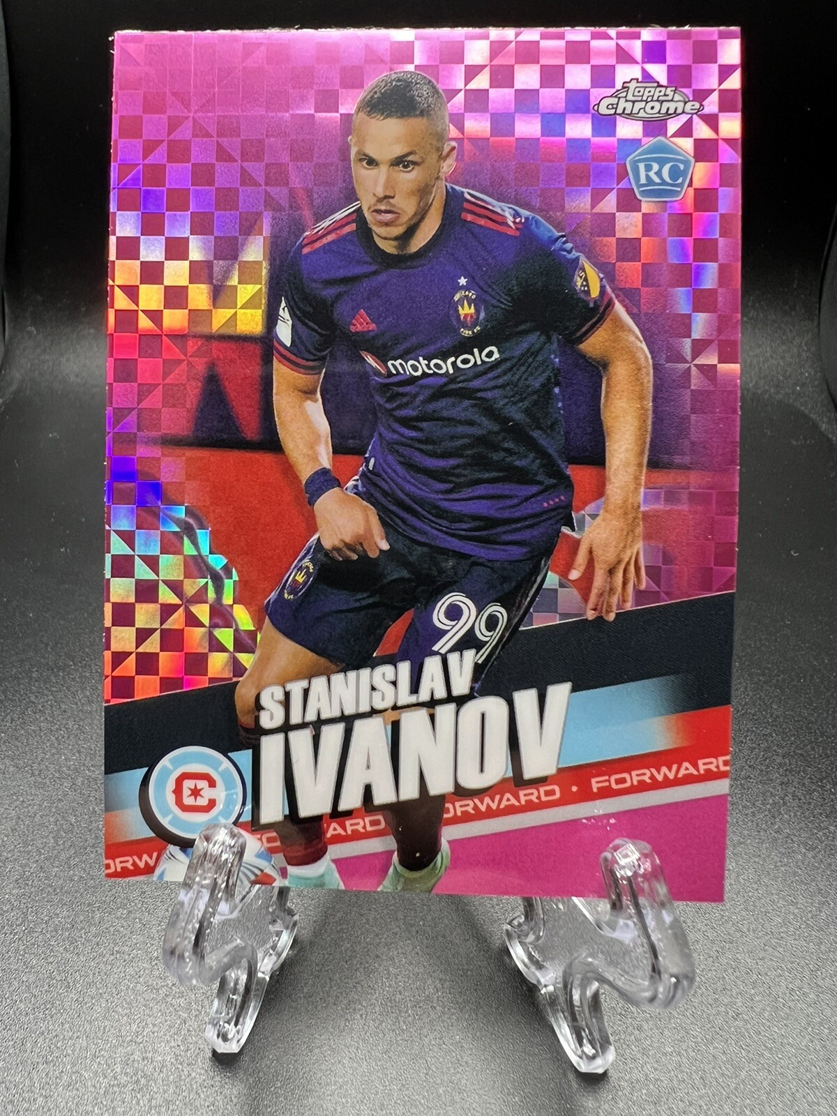2022 Topps Chrome MLS Soccer Pink X-Fractor Stanislav Ivanov #155 Rookie RC 