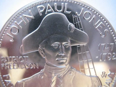 7/8-OZ JOHN PAUL JONES MASONIC COIN SILVER.925+ GOLD