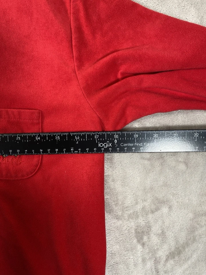 Ralph Ralph Lauren Women’s Size S Red Long Sleeve Pajama Top Bear Pocket - Image 4 of 4