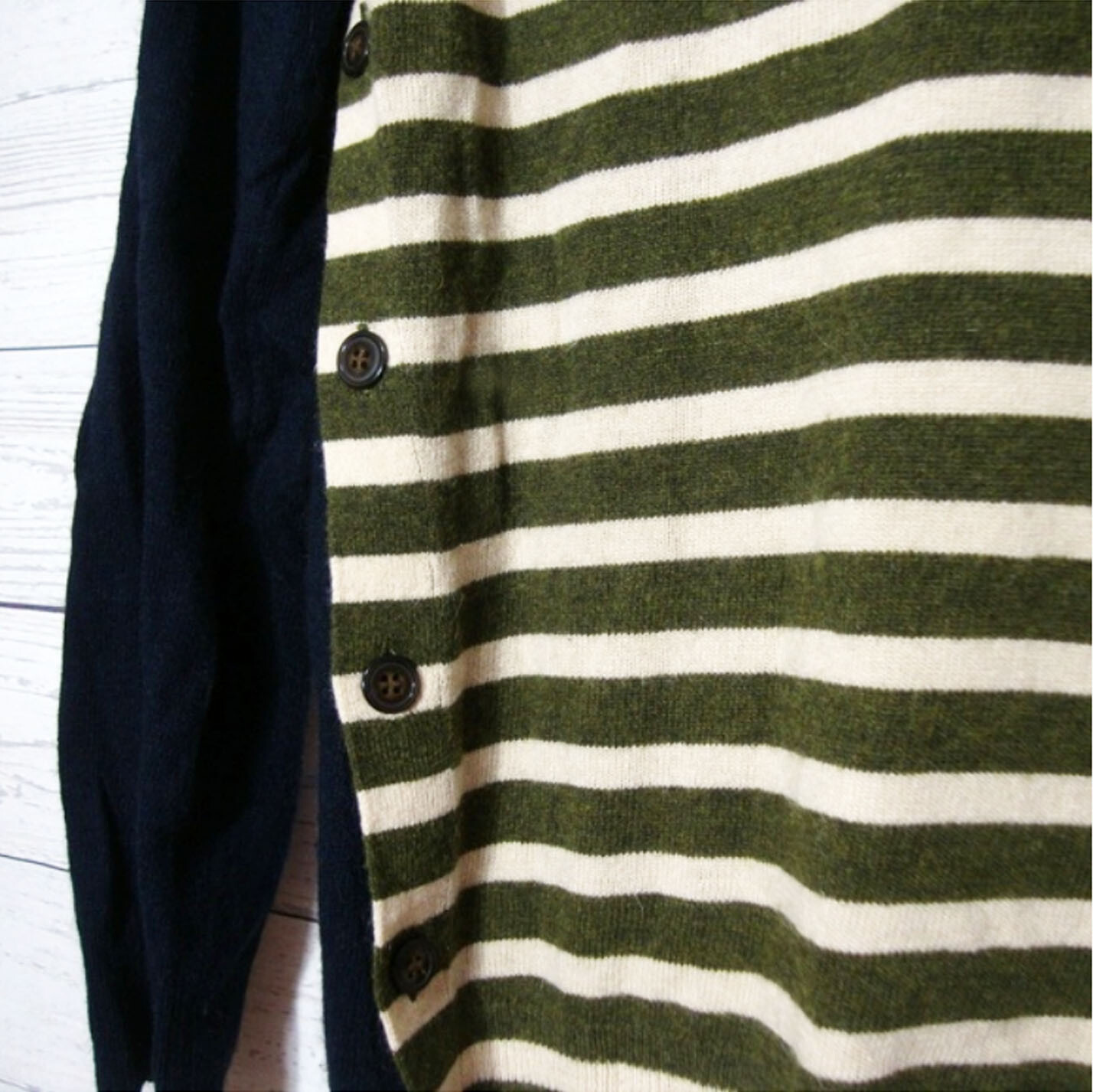 J. Crew Wool Blend Side Button Elbow Patch Stripe… - image 4