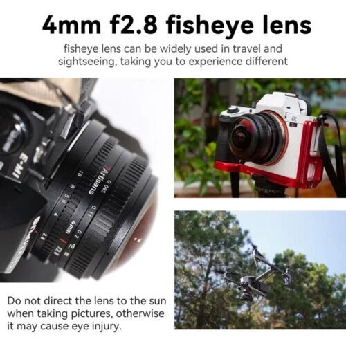 7artisans 4mm F2.8 Manual Focus Fisheye Lens for Sony E Fujifilm X Micro 43 EF-M - Image 3 of 4