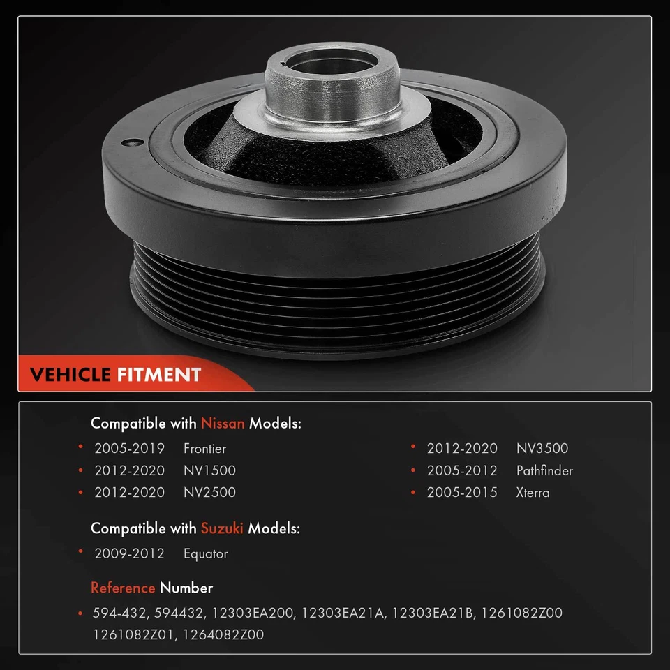 Engine Harmonic Balancer for Nissan Frontier NV1500 NV2500 Xterra Suzuki Equator - Image 2 of 4