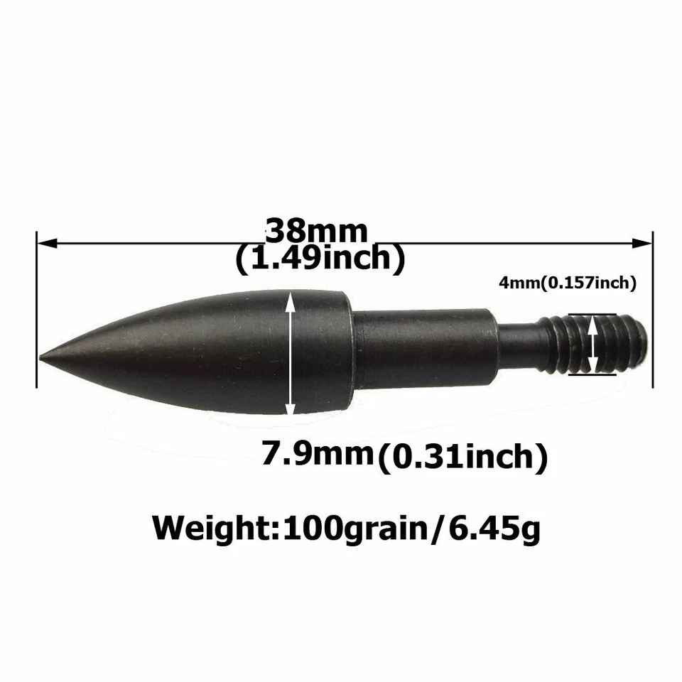 30pcs Archery 60-100gr Arrowheads Point Tips Bullet Broadhead Field Bow Shooting - Image 2 of 4