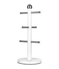 Mug Tree.  Cream painting base and pole & chrome round ball.