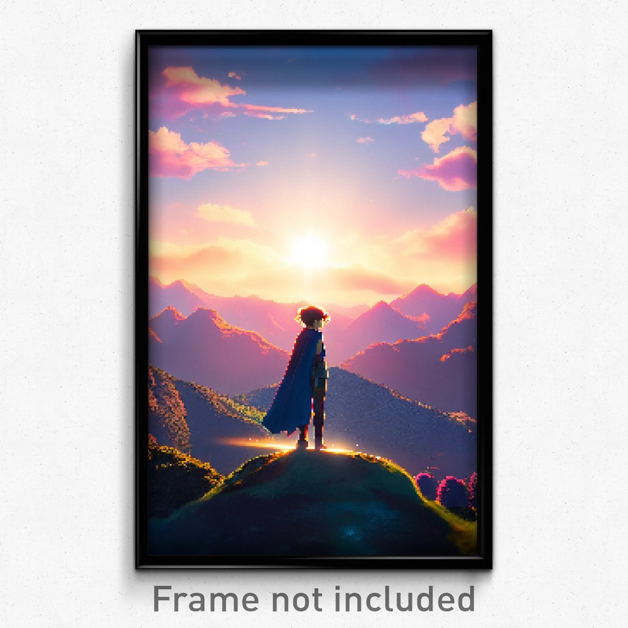 Pixel Art Poster - Gargantuan Vista (8 Bit Psychedelic Trippy Video Game Print)