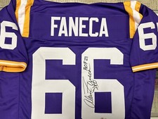 LSU Alan Faneca Signed Purple Custom Jersey W/HOF inscription Beckett Cert XL