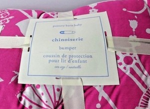 Pottery Barn Chinoiserie Baby Crib Bumper Bedding Nursery Pink New