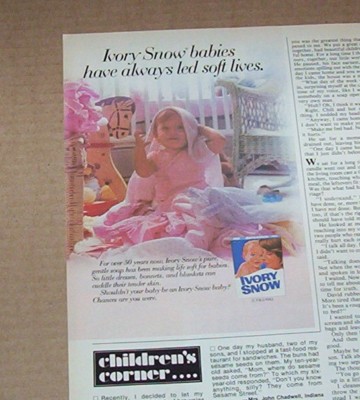 1984 print ad - Ivory Snow baby diaper clothing laundry CUTE Procter & Gamble AD