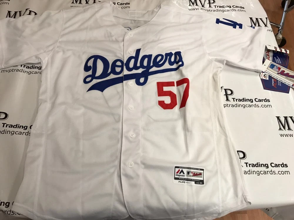 Dodgers No57 Alex Wood Men's Nike White Home 2020 Authentic Player Jersey
