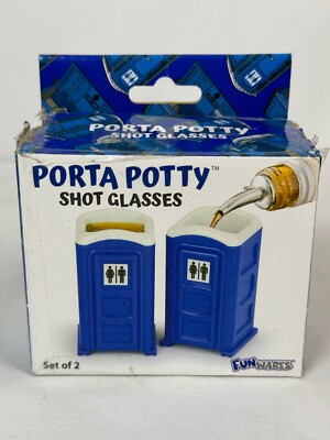 Set of 2 Fun Wares Porta Potty Shot Glasses 2 oz. New in Box