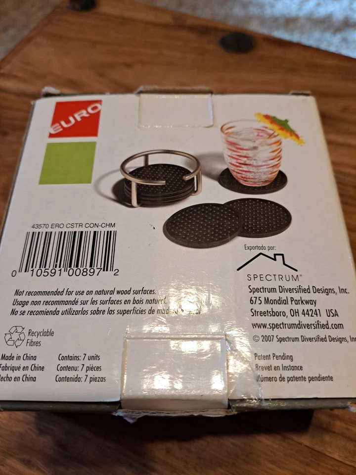 Spectrum Diversified Euro Coaster Set Con Soporte, Juego de 6 Posavasos Impermeables  Foto 3 de 4
