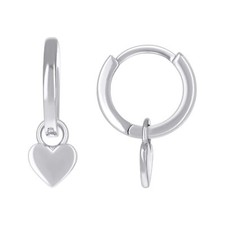 925 Sterling Silver Women's Engraveable Heart Dangle Charm Endless Hoop Earrings