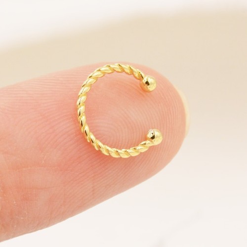 925 Sterling Silver Twisted Ear Cuff. No Piercing Ear Cuff. 14K Gold Plated. - 第 8/8 張圖片