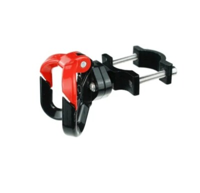 Taschenhaken -KLAUE  für E-SCOOTER , E-Roller,Fahrräder Schwarz/Rot. Doppelhaken