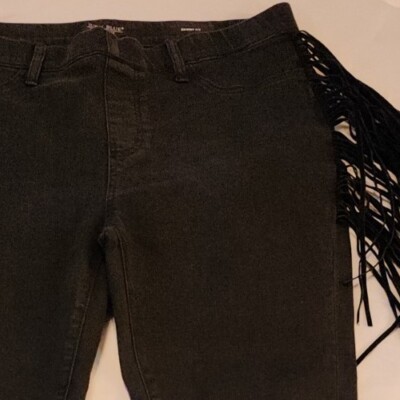 Judy Blue Black Fringe High Rise Pull On Skinny Jegging Size 15/32