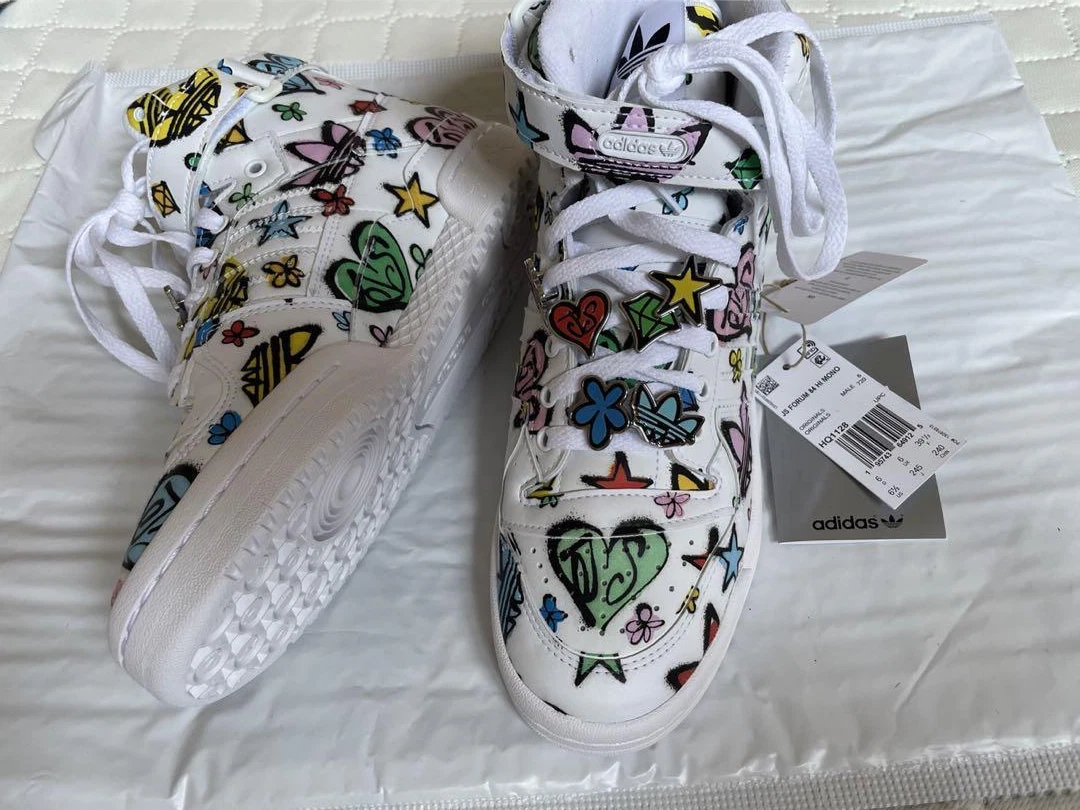Adidas Forum 84 Hi Jeremy Scott Monogram Graffiti HQ1128 without box Us6.5