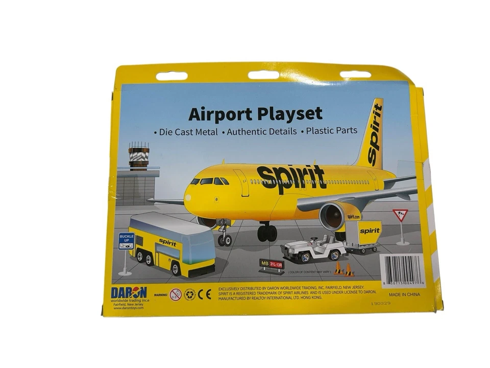 Juego Spirit Airlines con avión de juguete fundido a presión y accesorios de aeropuerto Foto 3 de 3