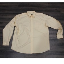 Eddie Bauer Relaxed Fit Tall XL Yellow Striped Wrinkle Resistant Shirt