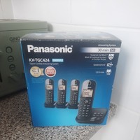 Panasonic KX-TGC424EB NEW SEALED Telephone with Answer Machine, Set of 4 - Black