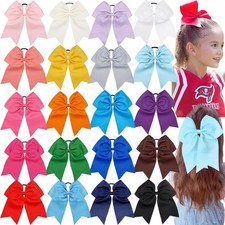 20Pcs Large Cheer Bows for Girls Ponytail Holder Grosgrain Ribbon Bows Elasti...