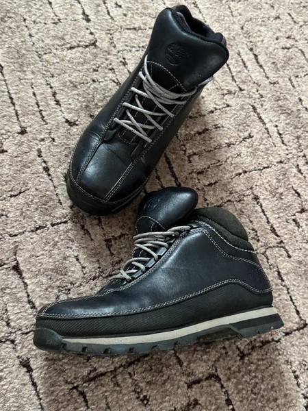 Women Timberland Boots Black Leather 37.5 #NY9C