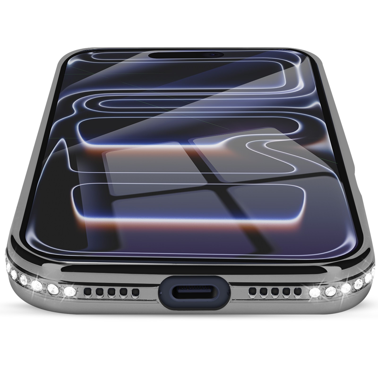 Coque iPhone 17 Pro anti-rayures à bord strass pour protéger avec style