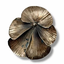 Vintage Stewart NYE Sterling Silver Pansy Flower Pin Signed