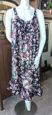 VTG Willow Creek Nightgown black Floral Lace Prairie Cottagecore M Medium