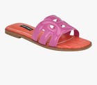 Nine West Genna Slides Sz 8M  Color Dark Pink