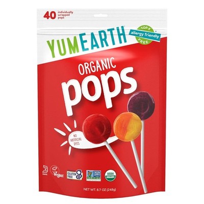 YumEarth Organic Pops Variety Pack, 40 Fruit Flavored Favorites Lollipops